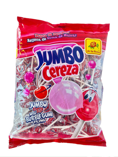 De la Rosa Jumbo Cherry Lollipop de la Rosa - MexicanCandy.com